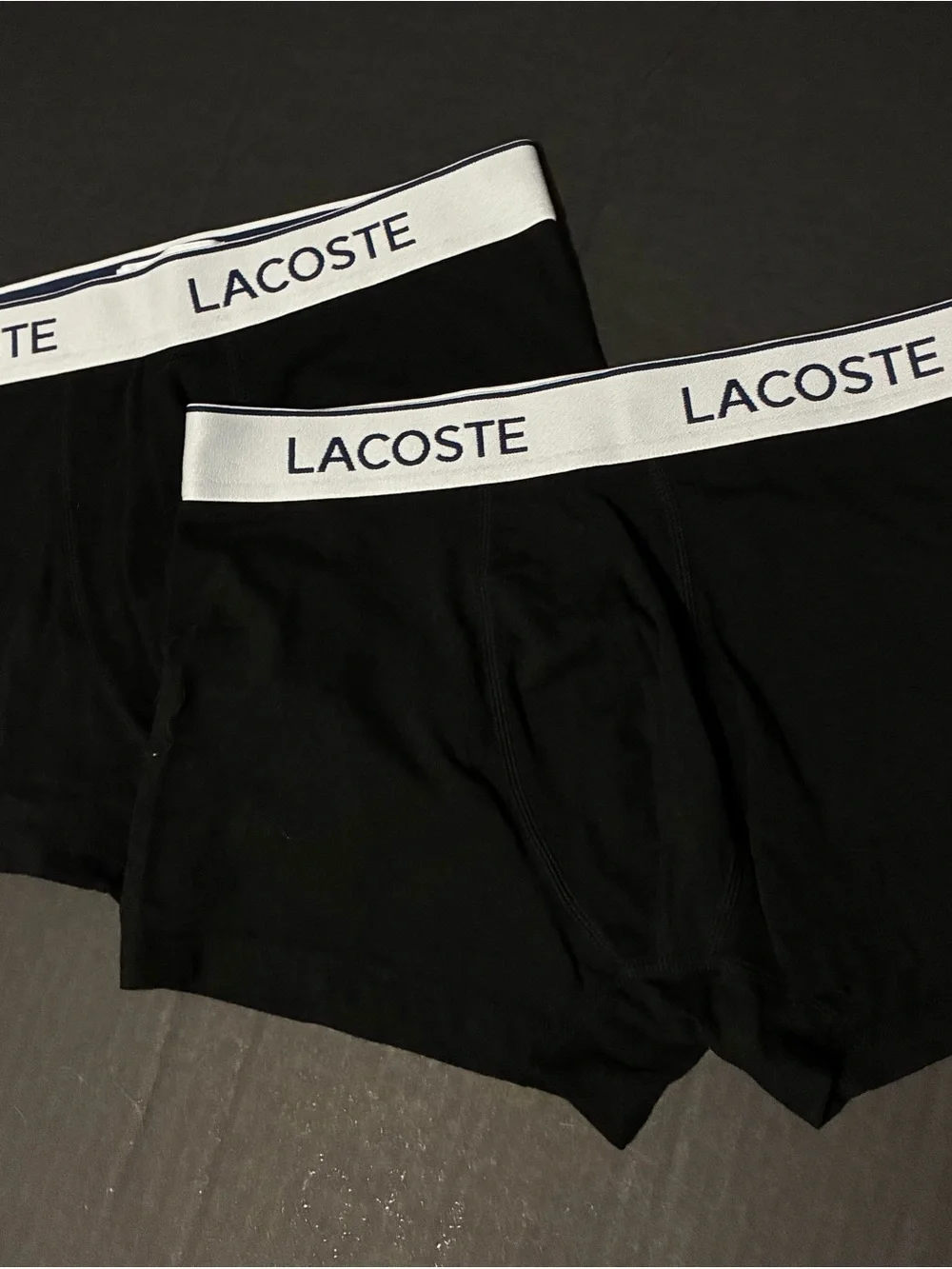Lacoste Men's Medium Black Boxer Briefs with White Logo Waistband